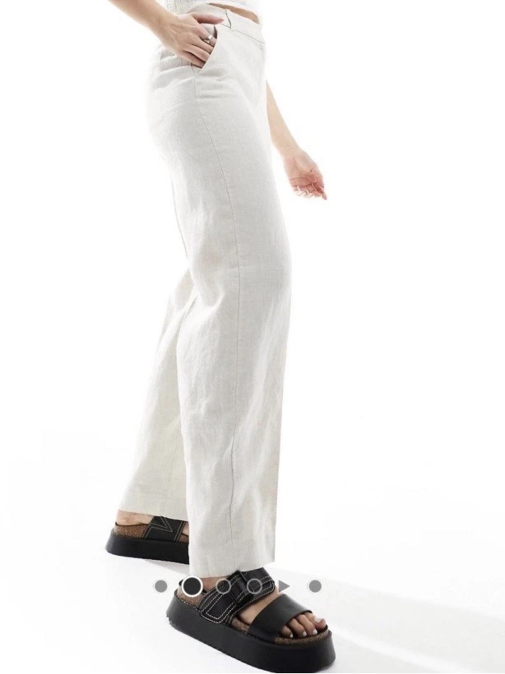 & Other Stories Women's Beige 100% Linen Pants
